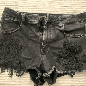 American Eagle Black Hi Rise Shortie Jean Shorts-Sz 12